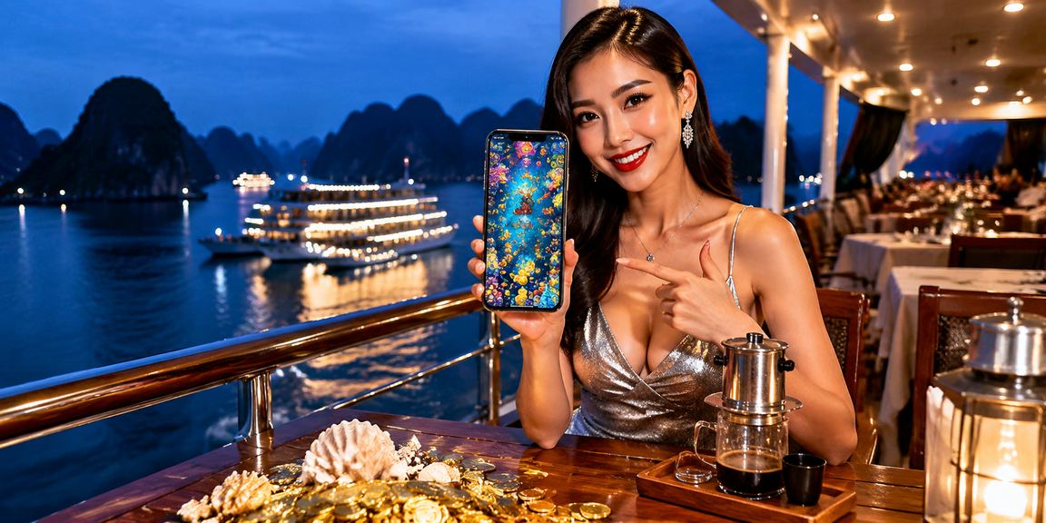 Người dùng Việt Nam thưởng thức giải trí trực tuyến cùng xosomn bên vịnh Hạ Long