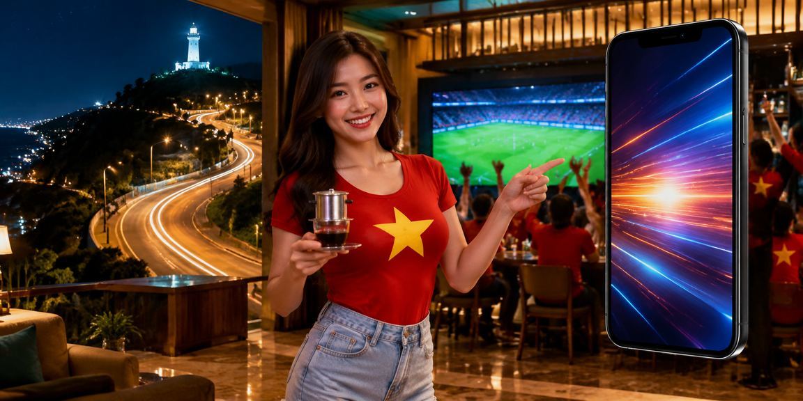 Người dùng tại Vũng Tàu ngồi cà phê và kiểm tra kèo cược trực tuyến trên điện thoại